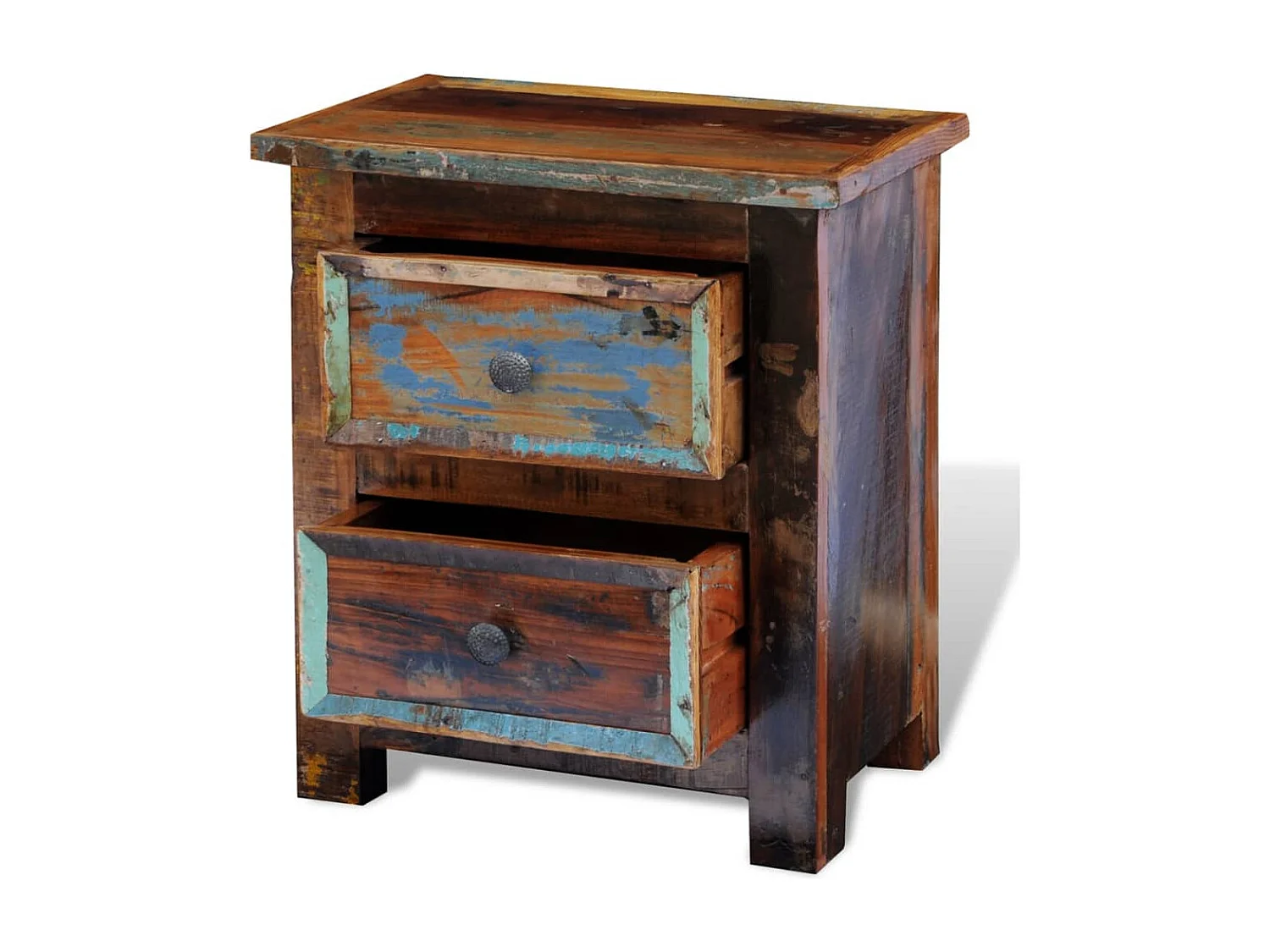 Garden Furniture -  Table de chevet avec 2 tiroirs Bois massif recyclé