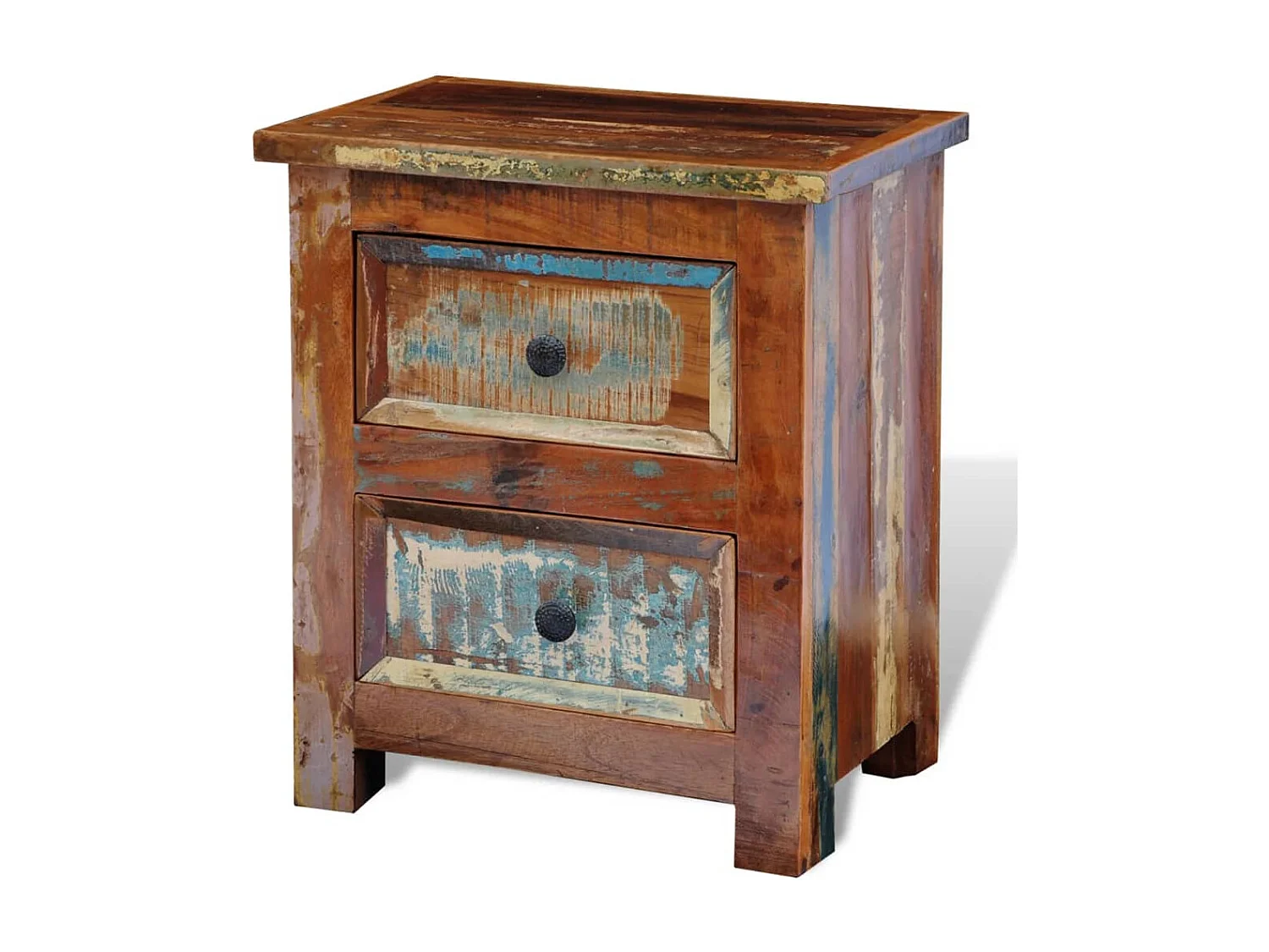 Garden Furniture -  Table de chevet avec 2 tiroirs Bois massif recyclé