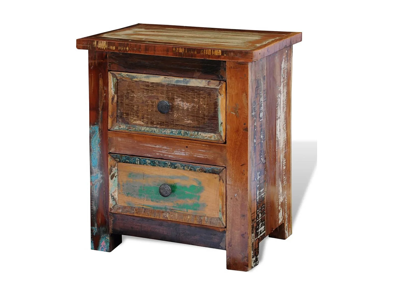 Garden Furniture -  Table de chevet avec 2 tiroirs Bois massif recyclé