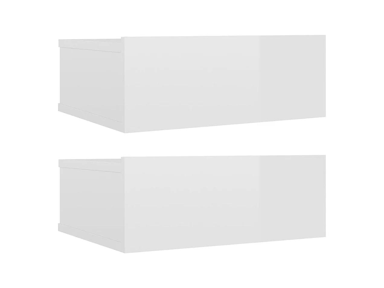 Stanford  Tables de chevet flottantes 2pcs Blanc brillant Bois ingénierie