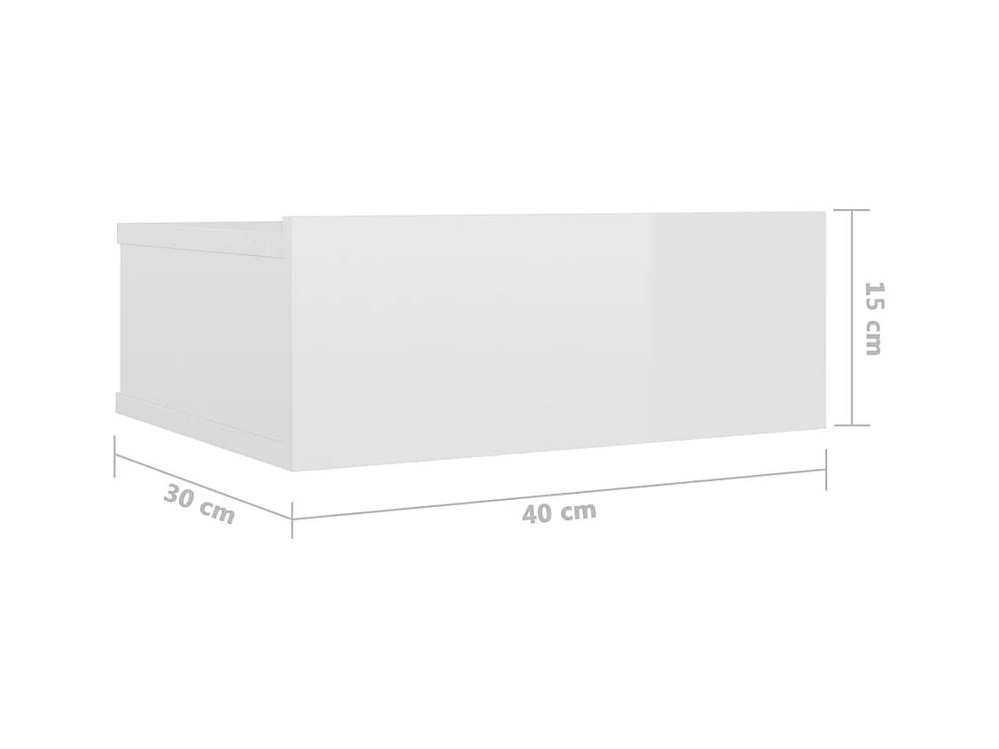 Stanford  Tables de chevet flottantes 2pcs Blanc brillant Bois ingénierie