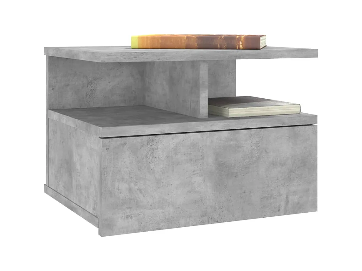 Emmanuelle  Table de chevet flottante Gris béton Bois d'ingénierie