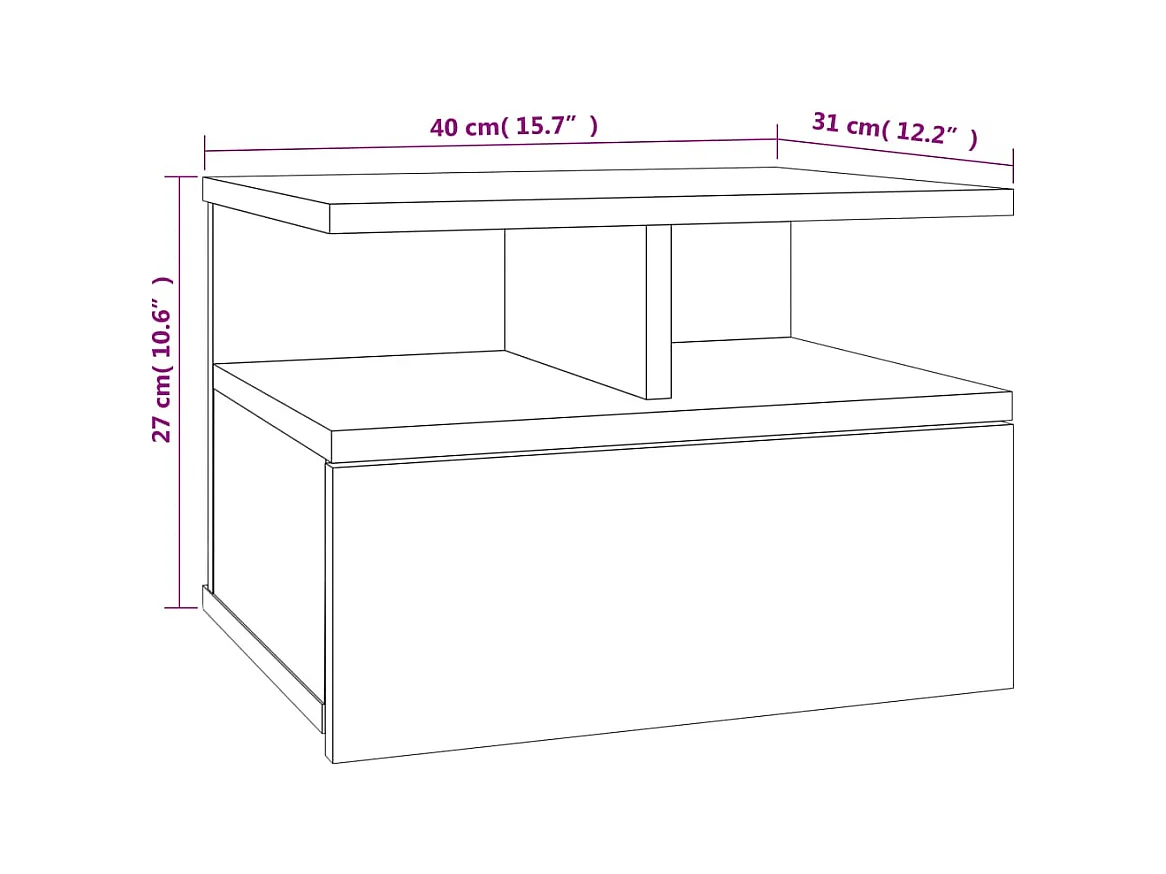 Emmanuelle  Table de chevet flottante Gris béton Bois d'ingénierie