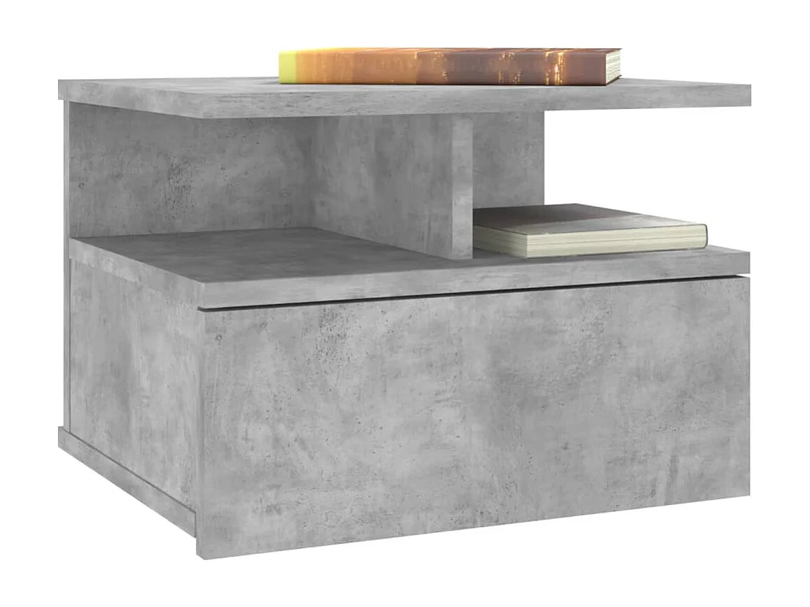 Emmanuelle  Table de chevet flottante Gris béton Bois d'ingénierie