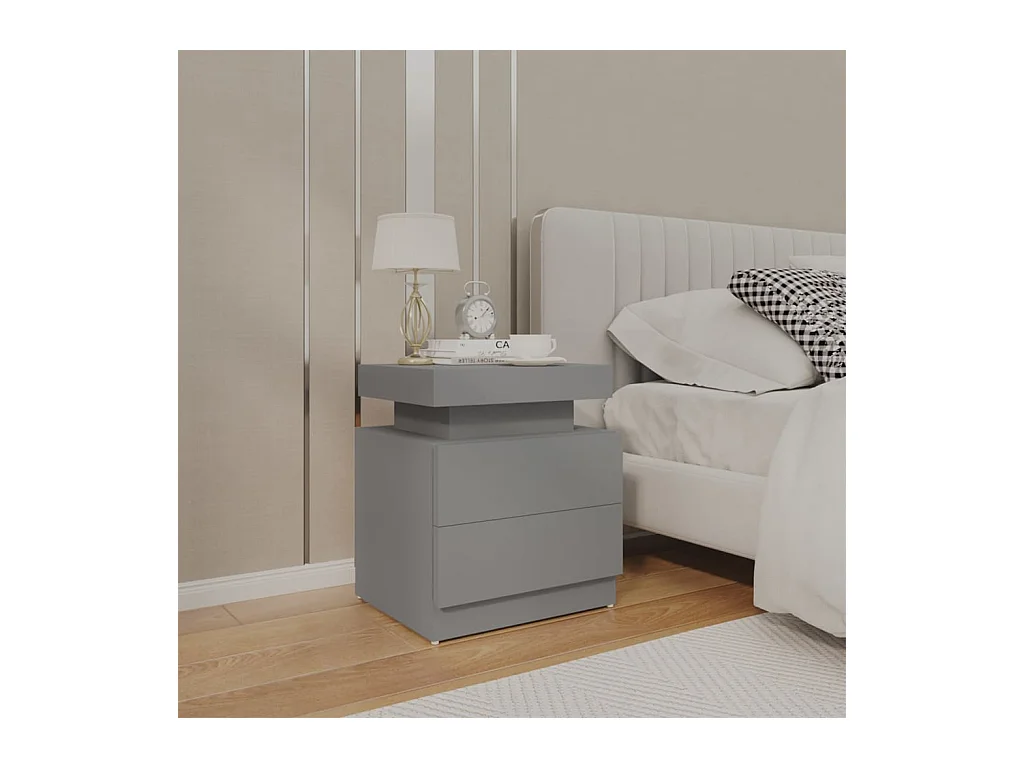 Reinir  Table de chevet Gris 45x35x52 cm Bois d'ingénierie