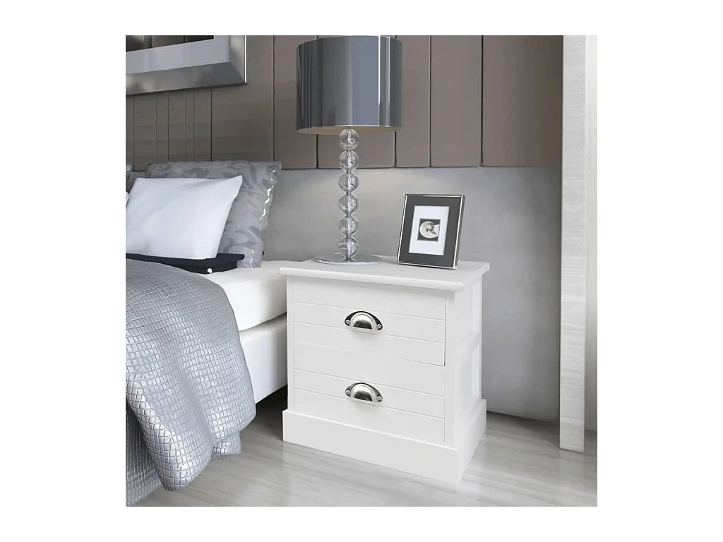 Paul-Joël  Table de chevet en style français 2 pcs Blanc