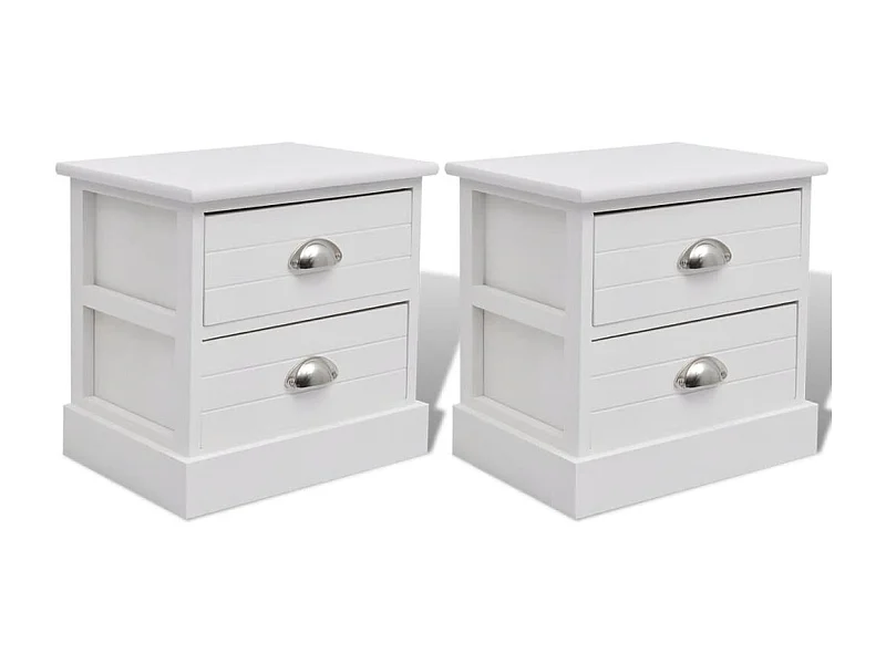 Paul-Joël  Table de chevet en style français 2 pcs Blanc