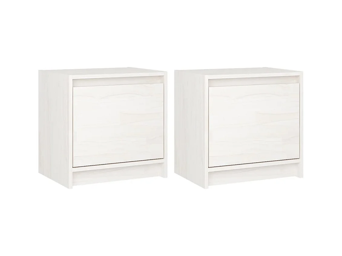 Assaria  Tables de chevet 2 pcs Blanc 40x30,5x40 cm Bois de pin massif