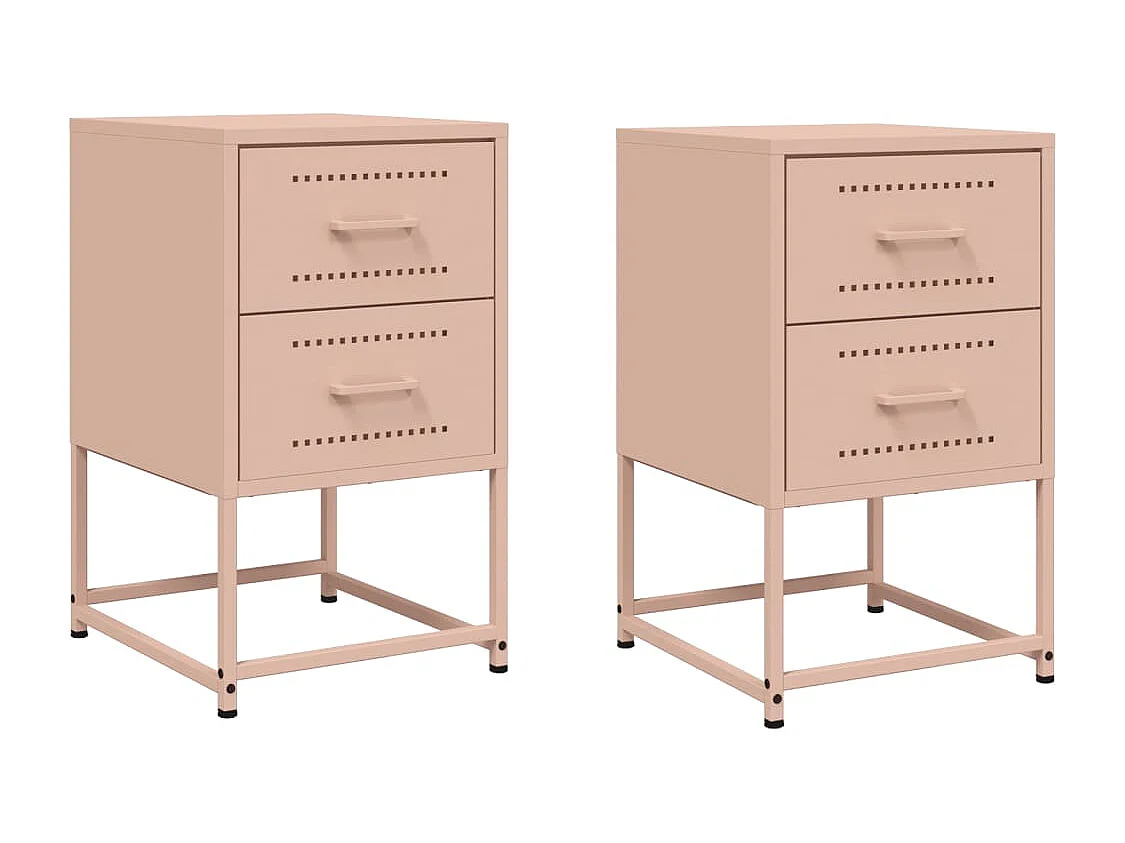 Trieste  Tables de chevet 2 pcs rose 36x39x60,5 cm acier