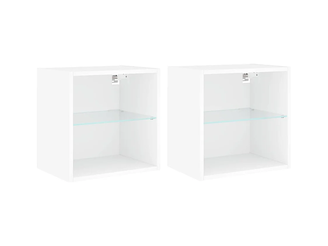 Hans  Tables de chevet murales avec lumières LED 2 pcs blanc