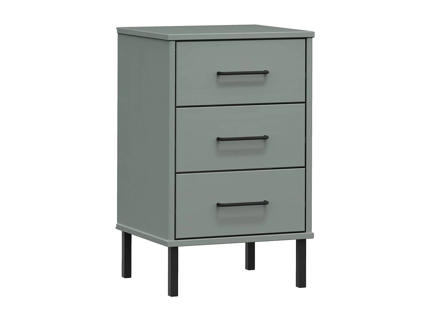 Jeanne-Marie  Mesita de noche patas de metal madera maciza pino gris OSLO