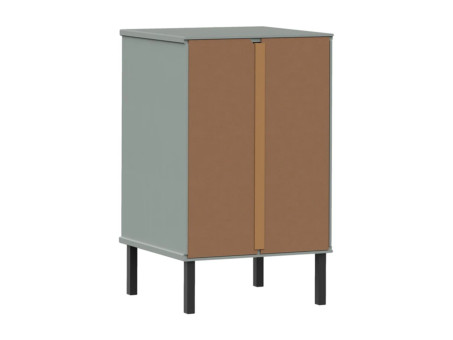 Jeanne-Marie  Mesita de noche patas de metal madera maciza pino gris OSLO