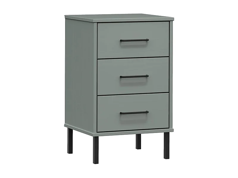 Jeanne-Marie  Nachtkastje met metalen poten OSLO massief grenenhout grijs