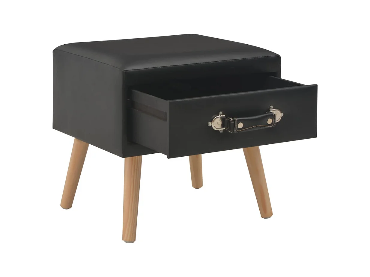 Emilie  Table de chevet Noir 40x35x40 cm Similicuir