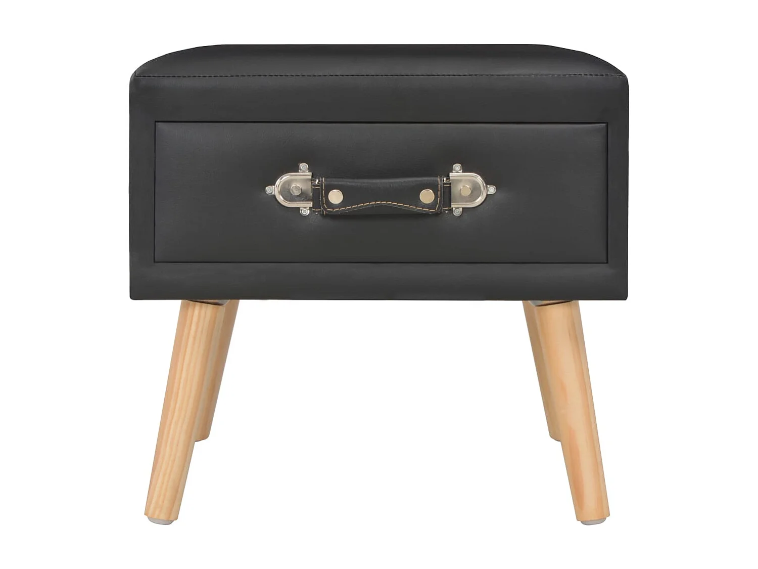 Emilie  Table de chevet Noir 40x35x40 cm Similicuir