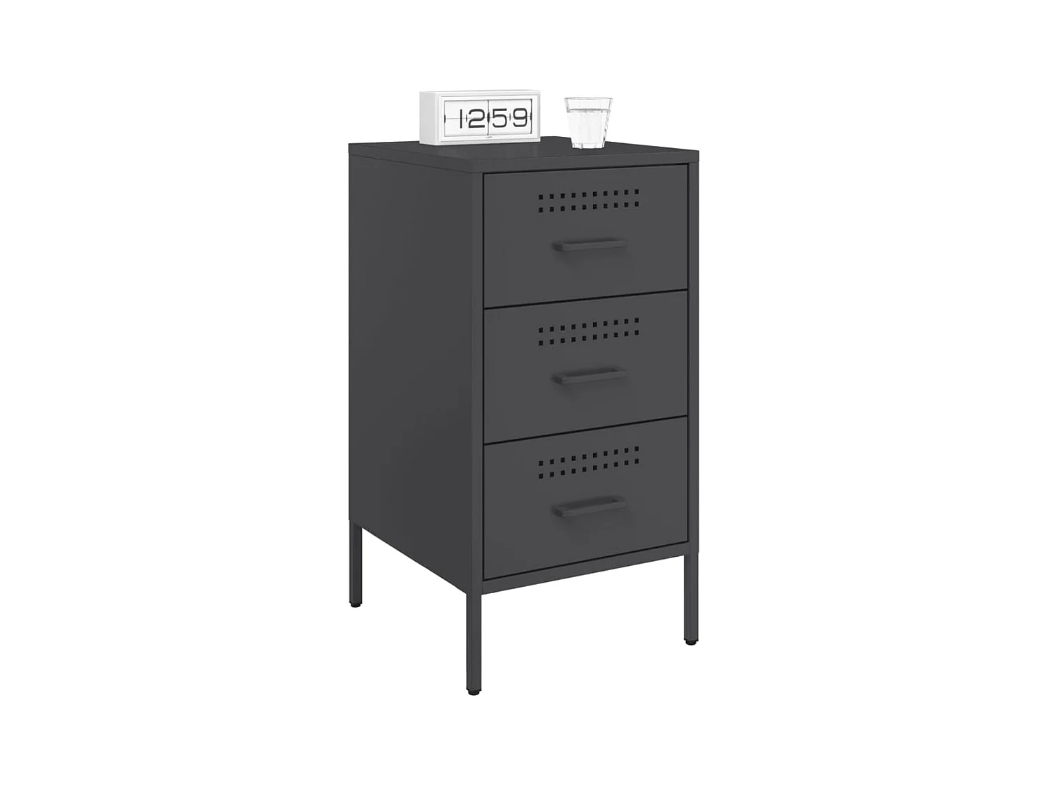 Vyndor  Tables de chevet 2 pcs noir 36x39x68 cm acier