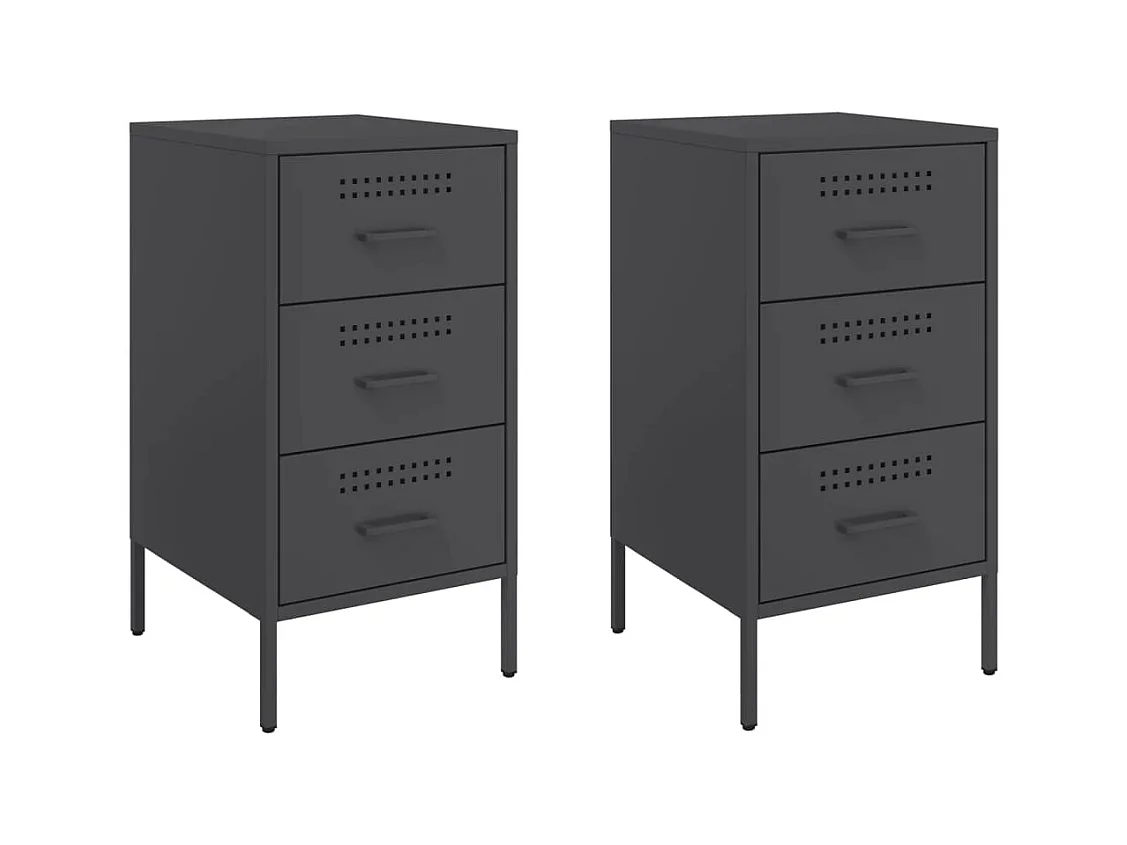 Vyndor  Tables de chevet 2 pcs noir 36x39x68 cm acier