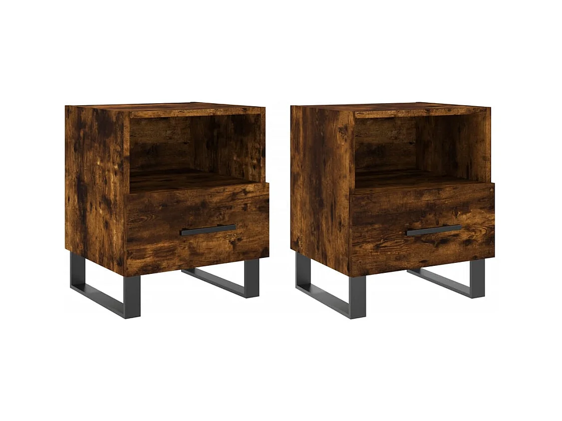 Bruni  Tables de chevet 2pcs chêne fumé 40x35x47,5cm bois d’ingénierie