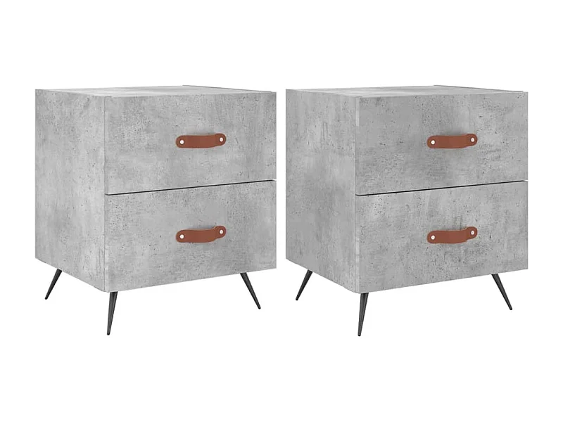 Yvella  Tables de chevet 2pcs gris béton 40x35x47,5cm bois d’ingénierie