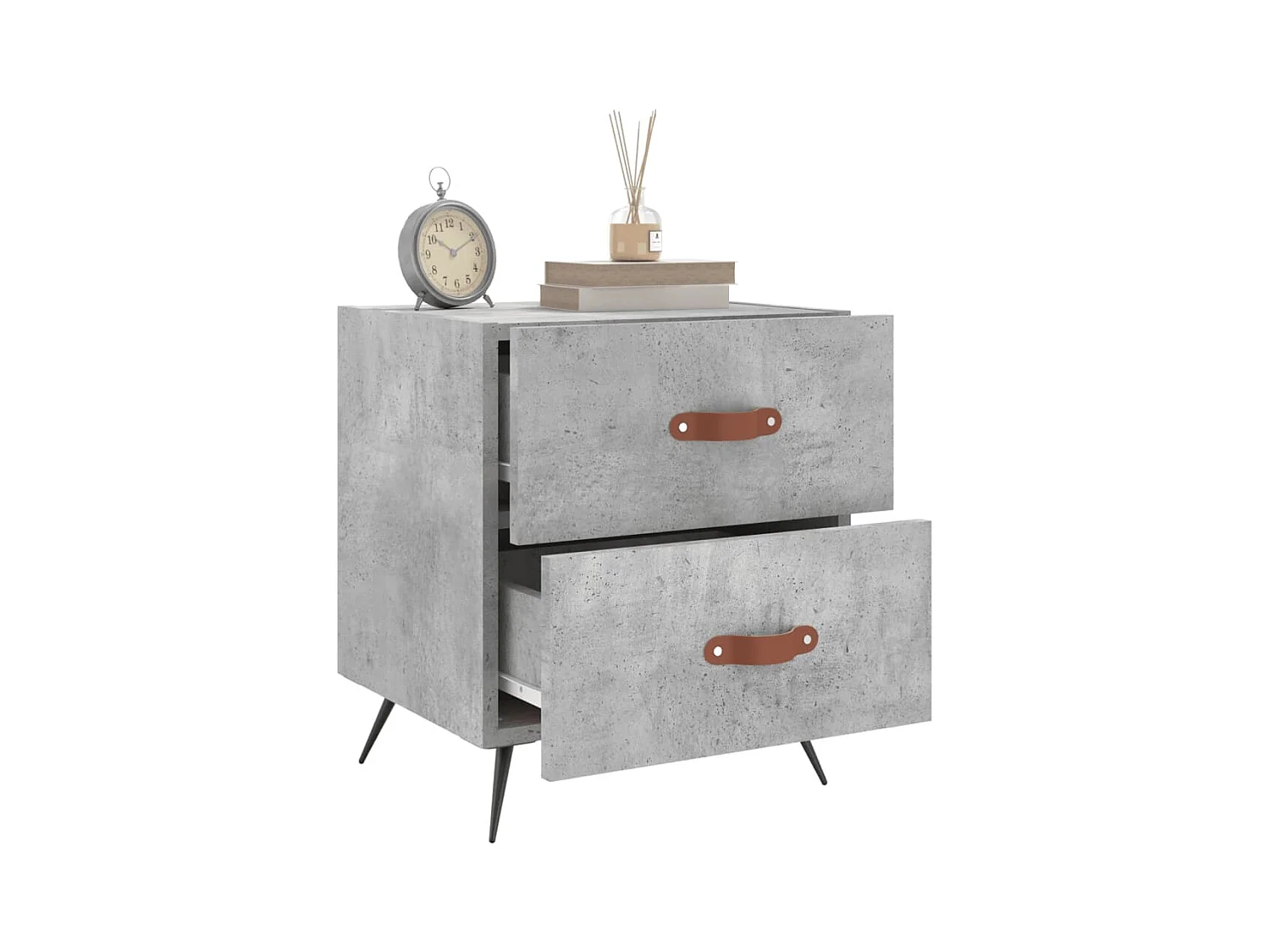 Yvella  Tables de chevet 2pcs gris béton 40x35x47,5cm bois d’ingénierie