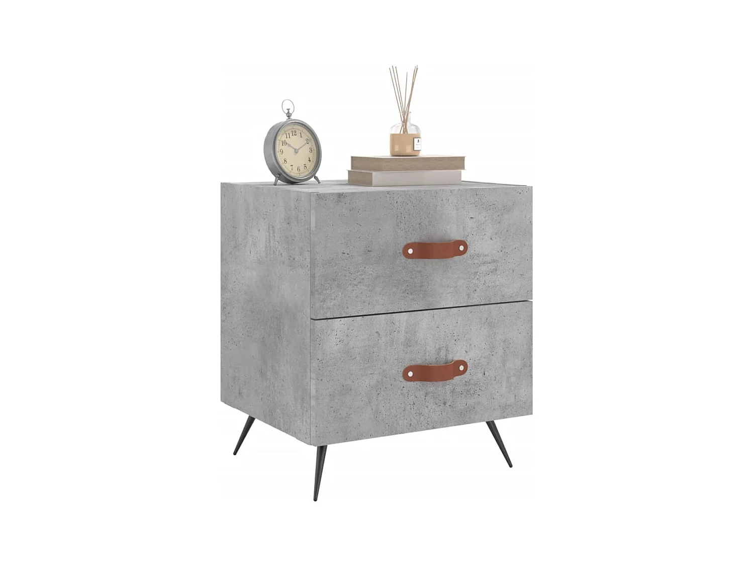 Yvella  Tables de chevet 2pcs gris béton 40x35x47,5cm bois d’ingénierie