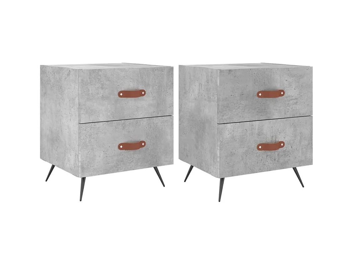 Yvella  Comodini 2 pz Grigio Cemento 40x35x47,5 cm in Legno Multistrato