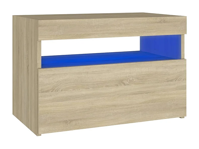 Beeville  Table de chevet avec lumières LED chêne sonoma 60x35x40 cm