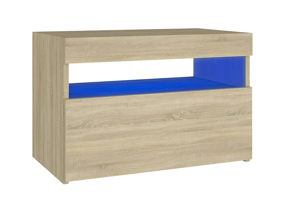 Beeville  Table de chevet avec lumières LED chêne sonoma 60x35x40 cm