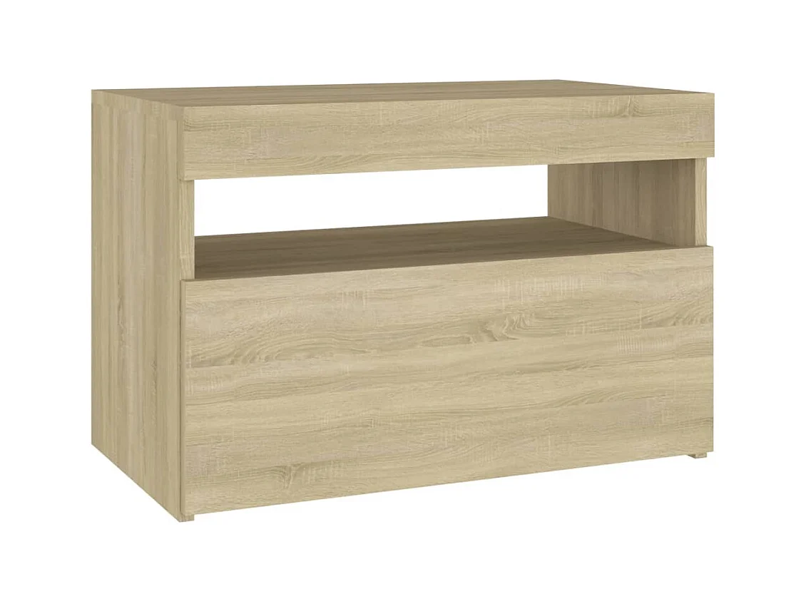 Beeville  Table de chevet avec lumières LED chêne sonoma 60x35x40 cm