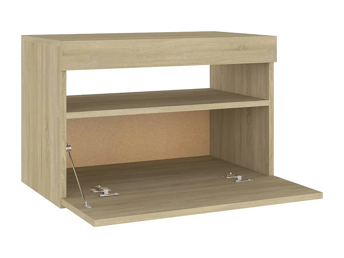 Beeville  Nachtkastje LED-verlichting 60x35x40 cm bewerkt hout sonoma eik