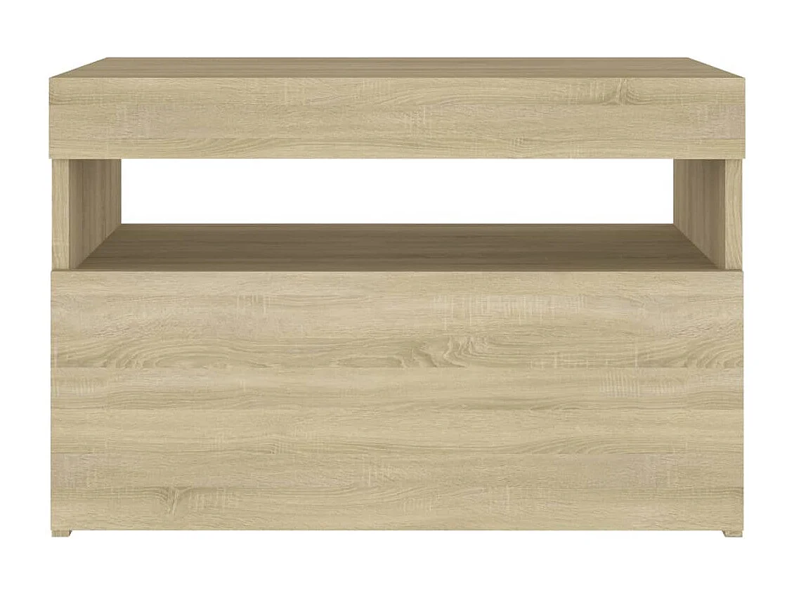 Beeville  Nachtkastje LED-verlichting 60x35x40 cm bewerkt hout sonoma eik