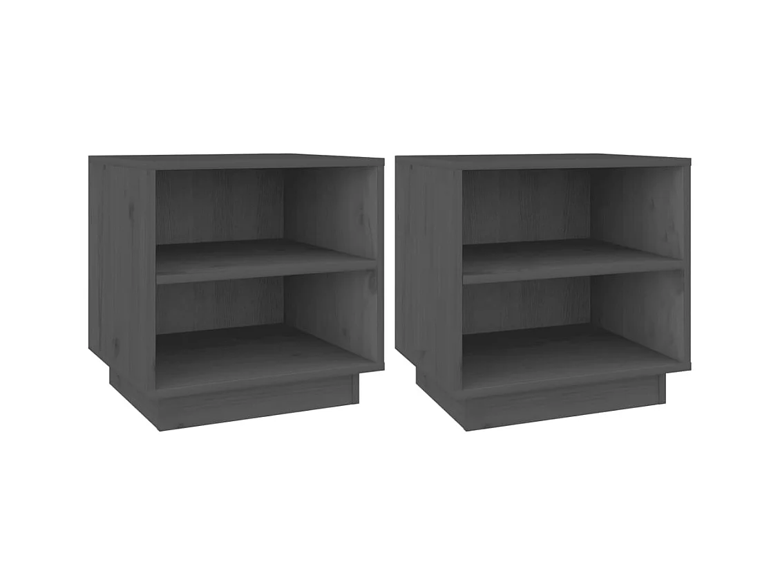 Decatur  Tables de chevet 2 pcs Gris 40x34x40 cm Bois de pin solide