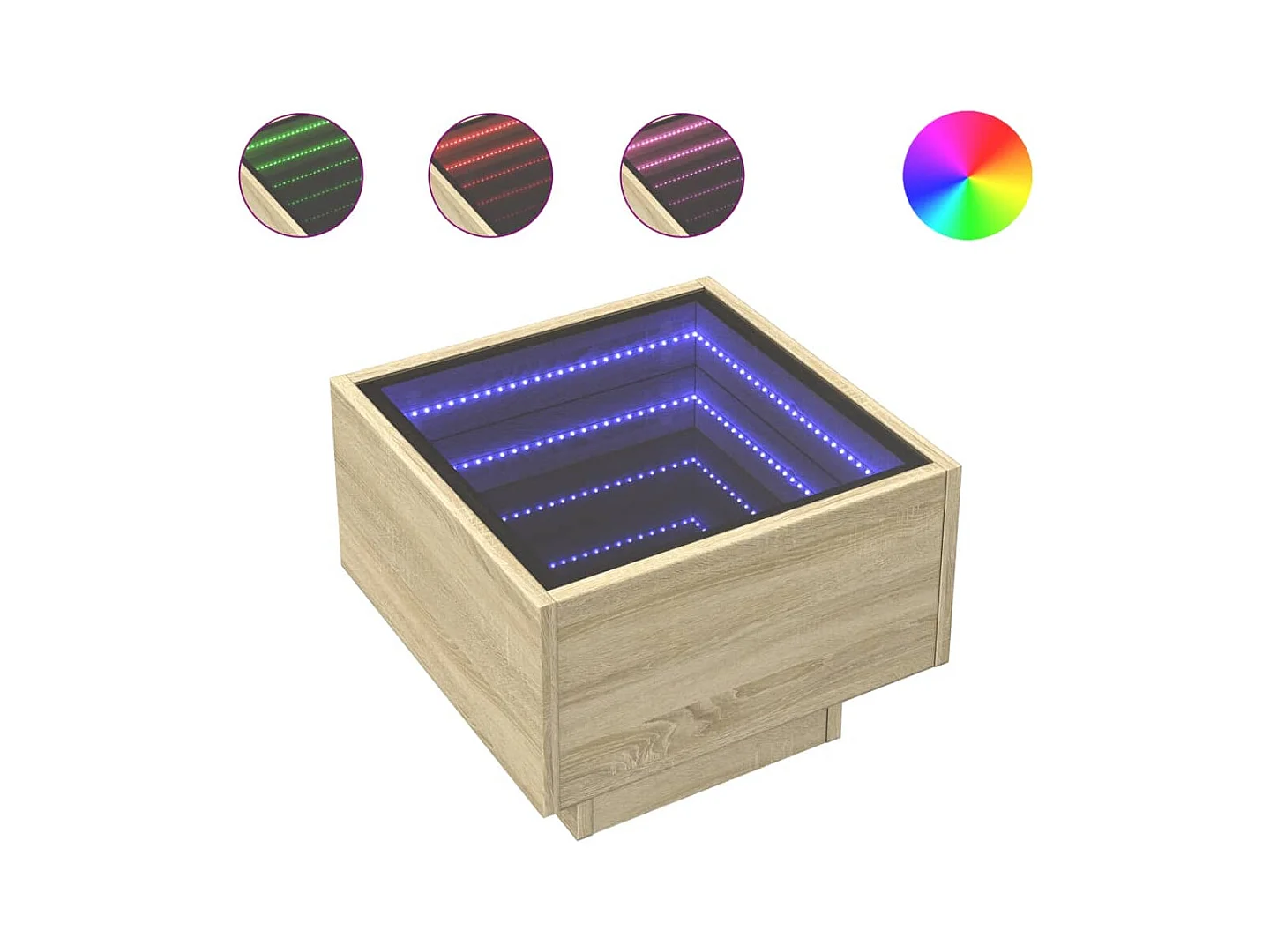 Myrla  Table de chevet avec LED infini chêne sonoma 40x40x30 cm