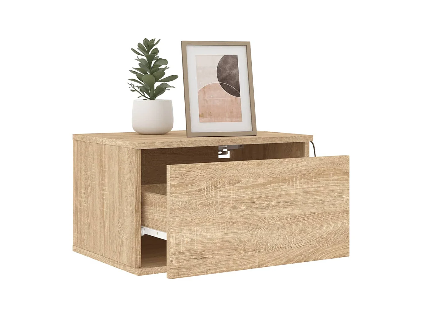 Vibeke  Table de chevet murale avec lumières LED chêne sonoma