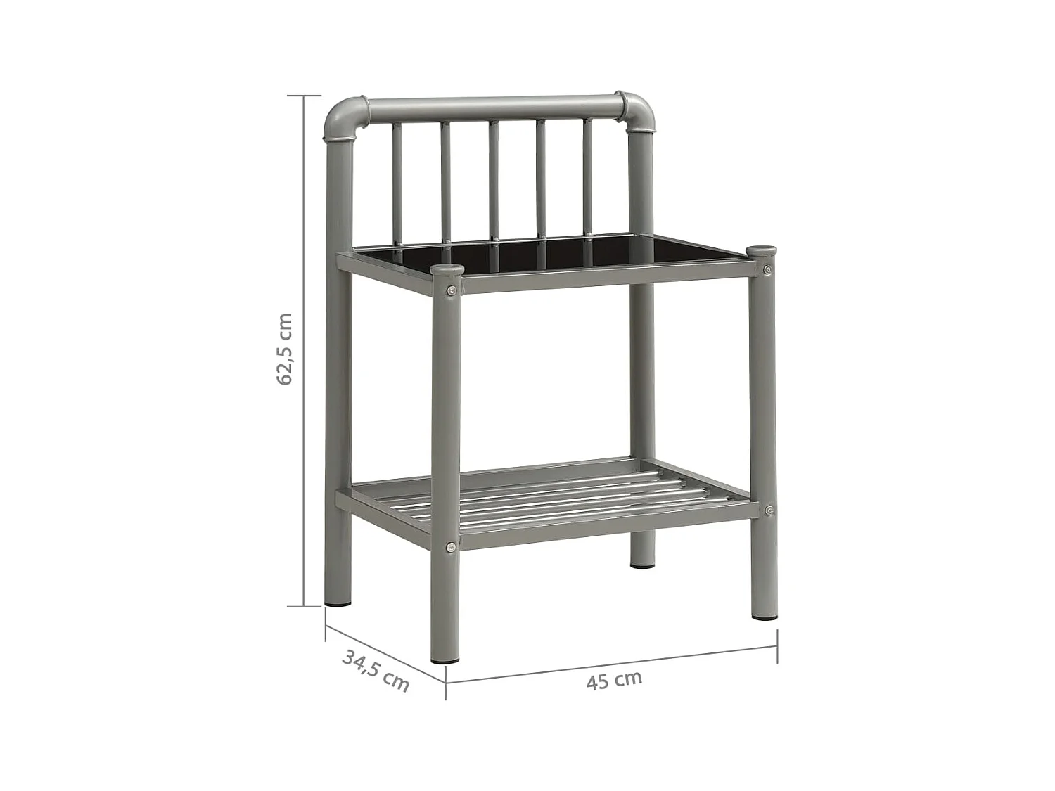 Ivelira  Tables de chevet 2 pcs Gris et noir Métal et verre