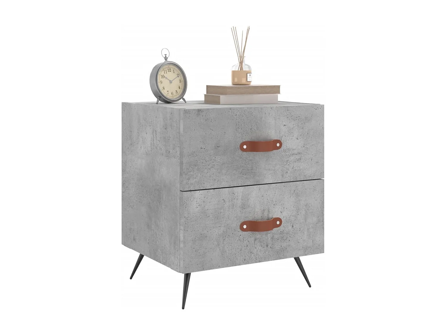 Yvella  Table de chevet gris béton 40x35x47,5 cm bois d’ingénierie