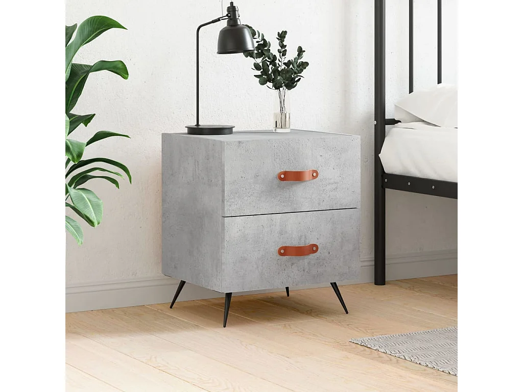 Yvella  Comodino Grigio Cemento 40x35x47,5 cm in Legno Multistrato