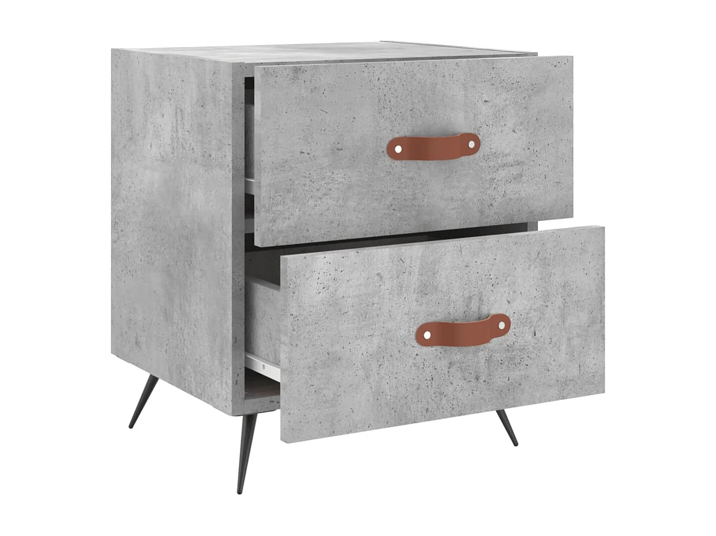 Yvella  Comodino Grigio Cemento 40x35x47,5 cm in Legno Multistrato