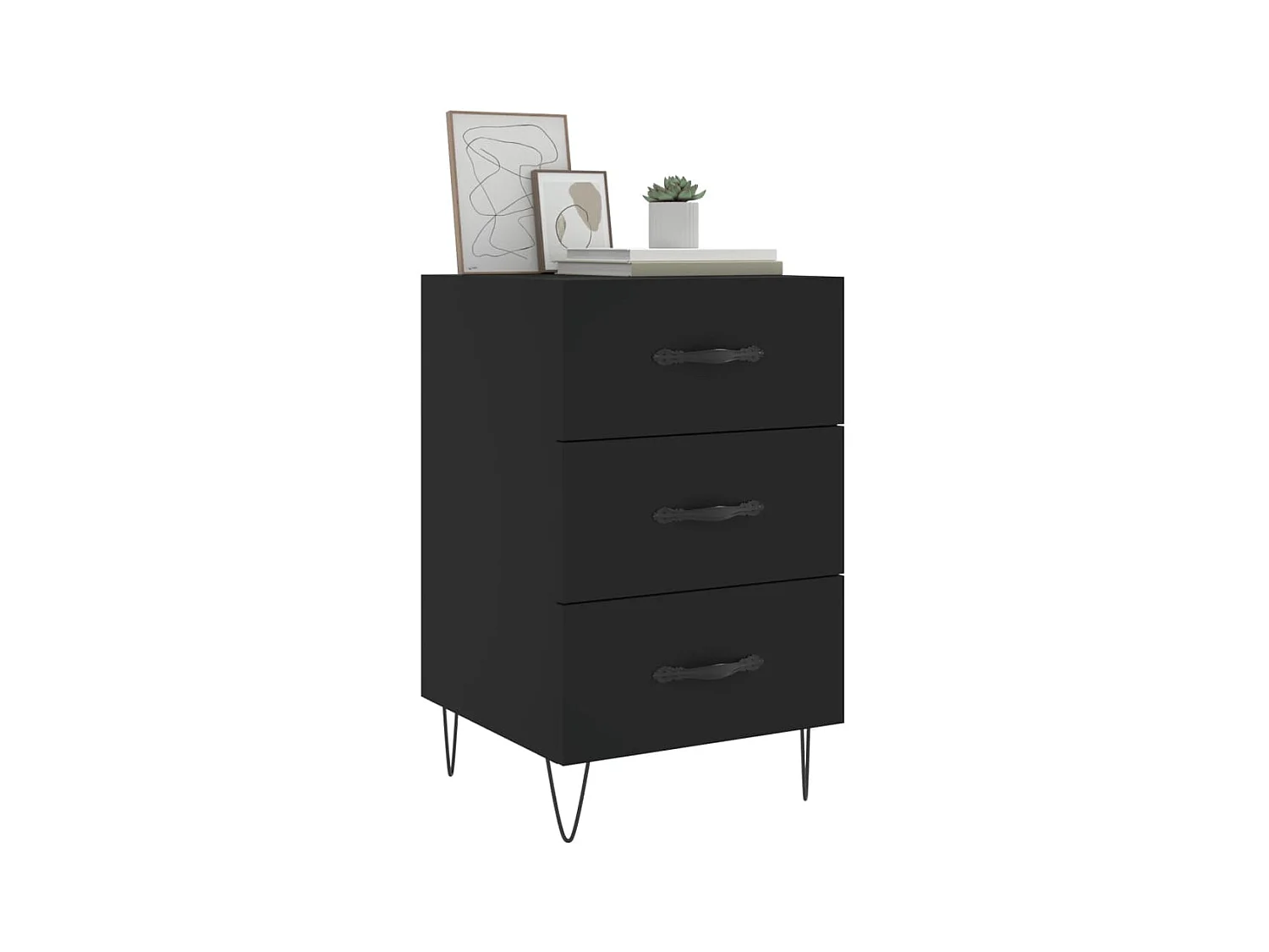 Cumming  Table de chevet noir 40x40x66 cm bois d'ingénierie