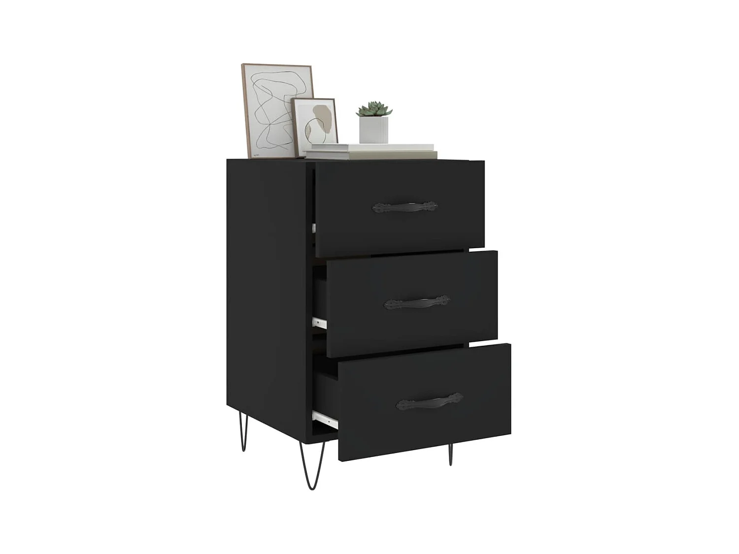 Cumming  Table de chevet noir 40x40x66 cm bois d'ingénierie