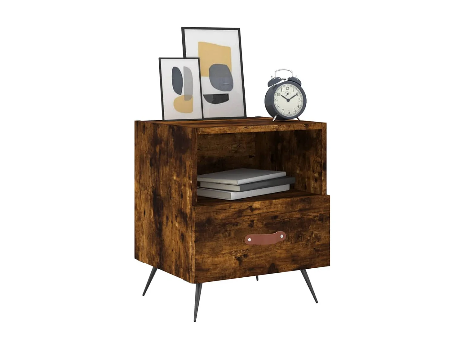 Cala  Table de chevet chêne fumé 40x35x47,5 cm bois d’ingénierie