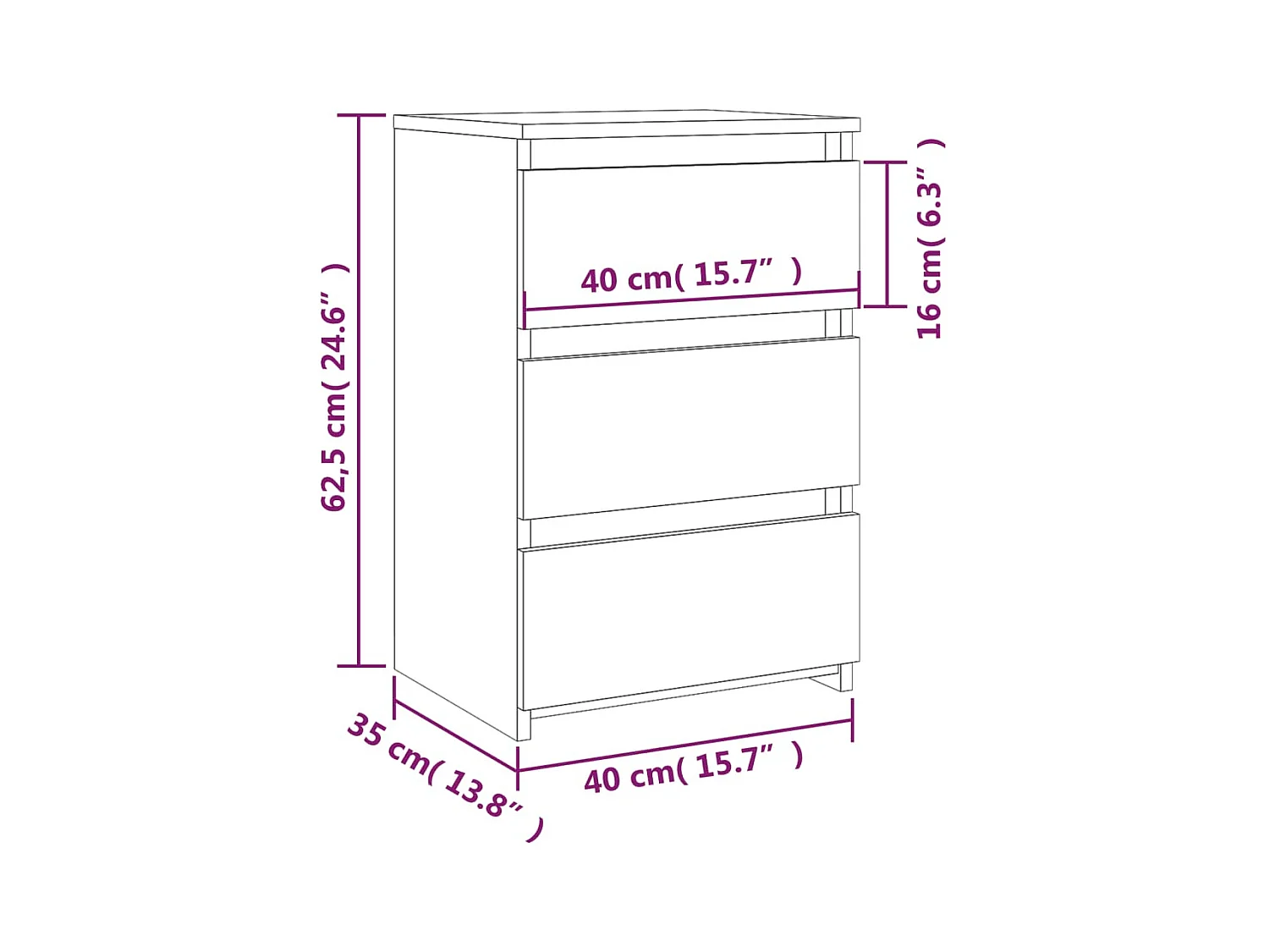 Altamonte Springs  Table de chevet Sonoma gris 40x35x62,5 cm Bois d'ingénierie