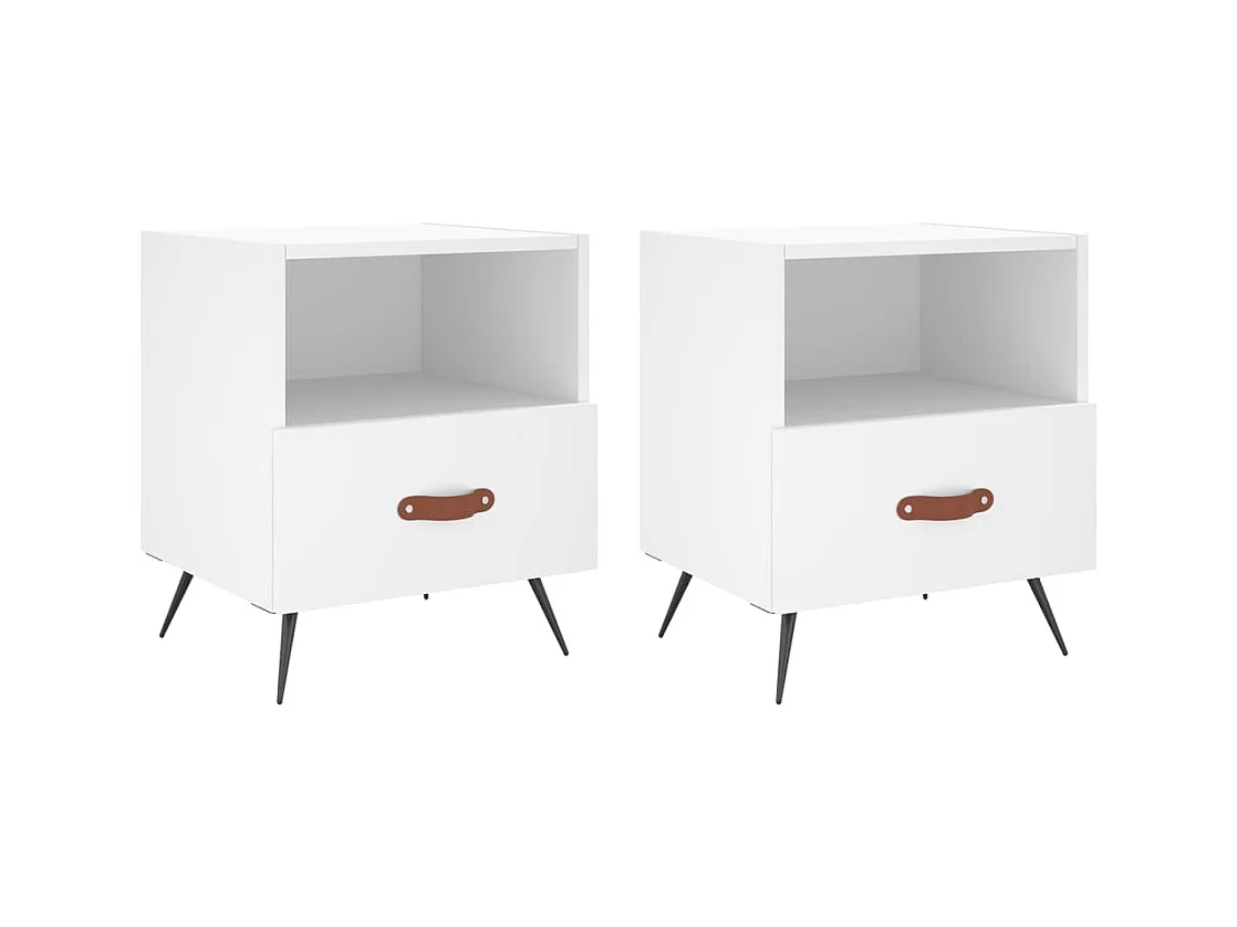 Cala  Tables de chevet 2 pcs blanc 40x35x47,5 cm bois d’ingénierie