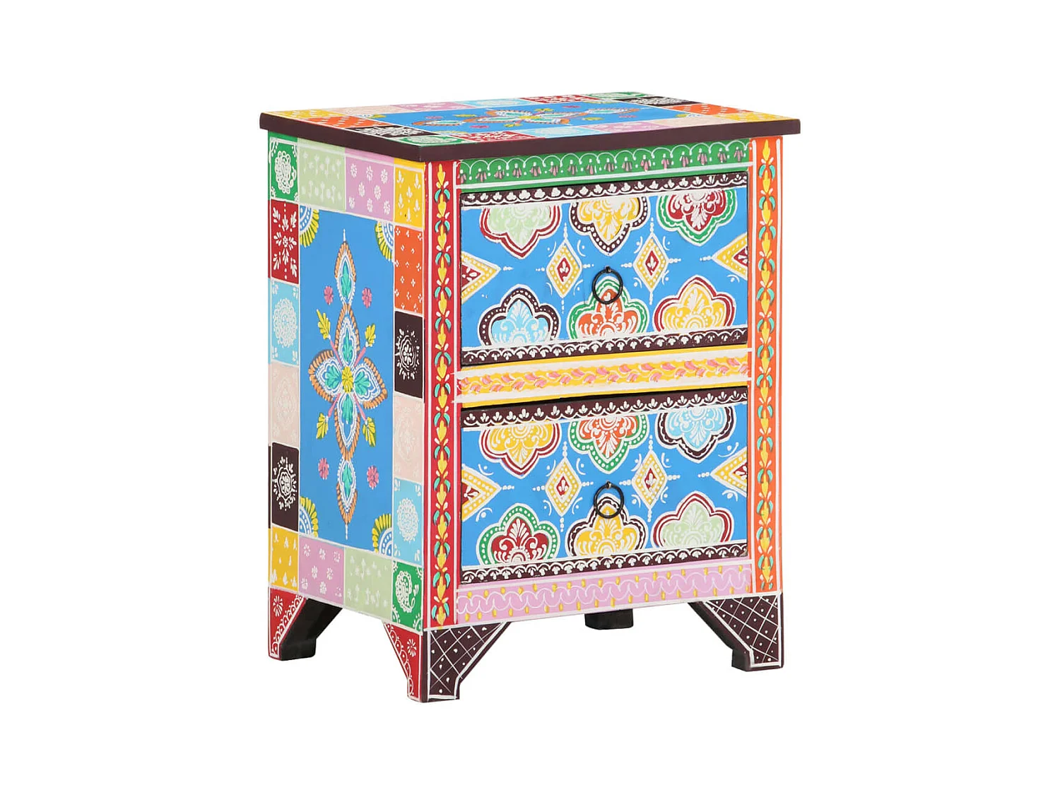 Garden Furniture -  Table de chevet peinte à la main 40x30x50 cm Bois de manguier