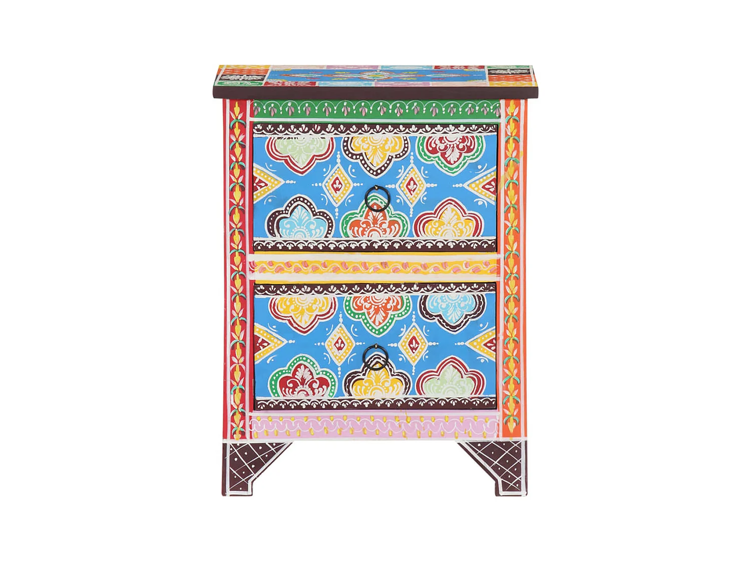 Garden Furniture -  Table de chevet peinte à la main 40x30x50 cm Bois de manguier