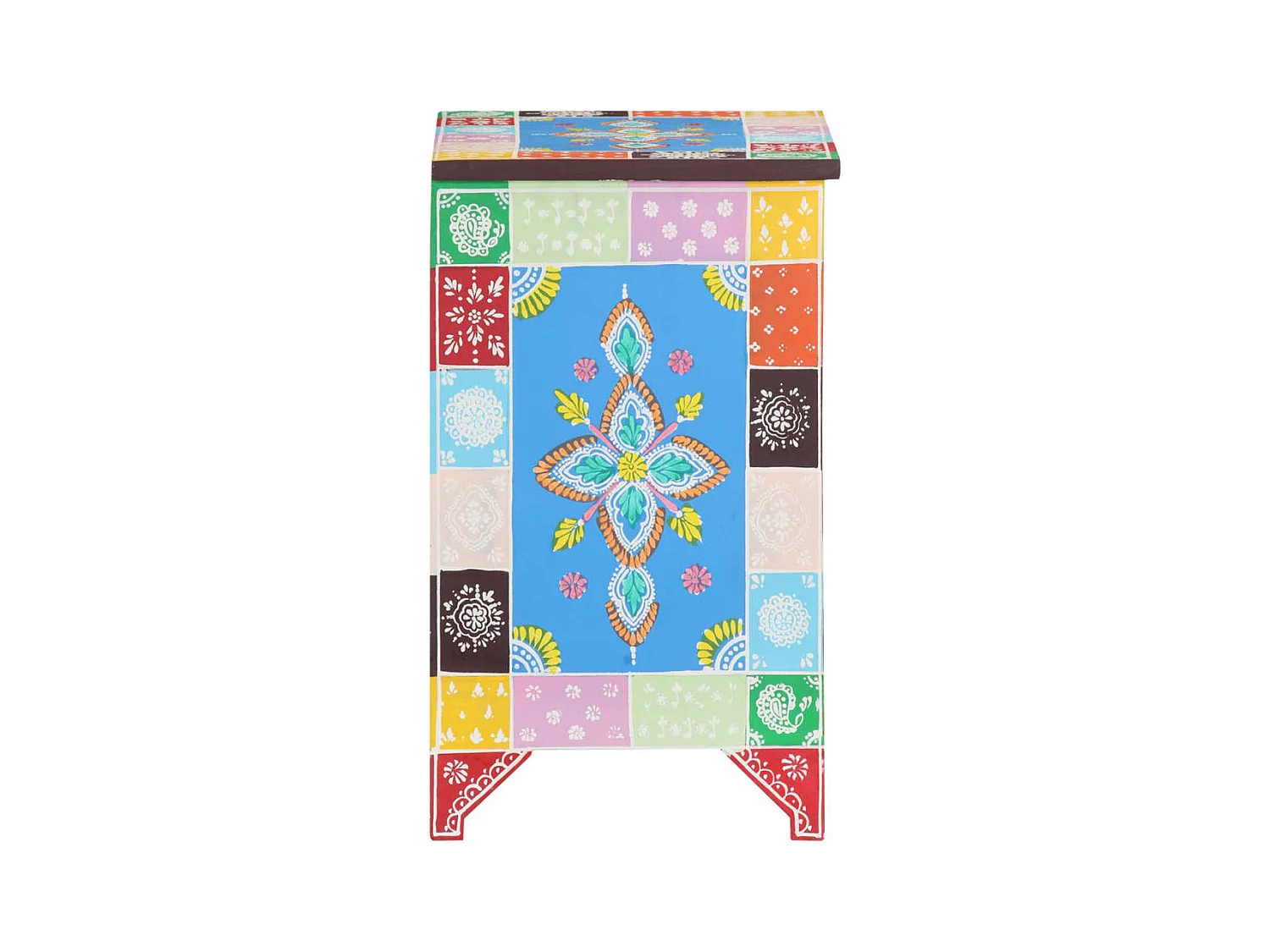 Garden Furniture -  Table de chevet peinte à la main 40x30x50 cm Bois de manguier