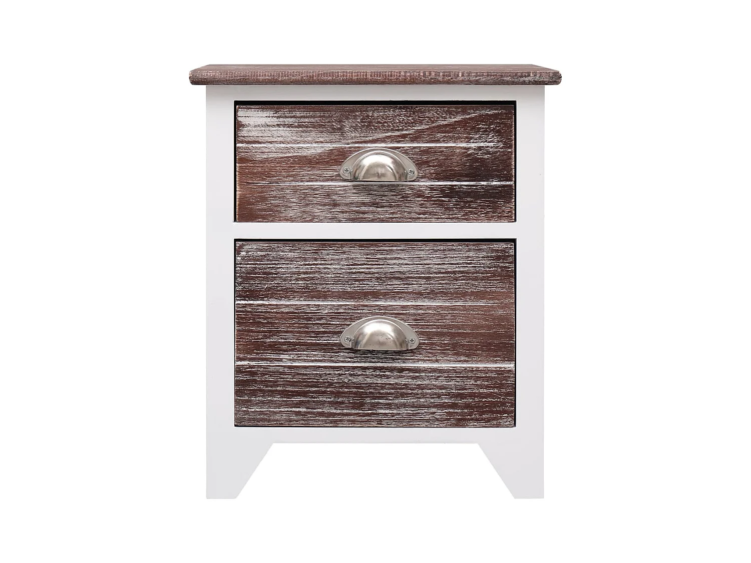 Relor  Table de chevet Marron et blanc 38x28x45 cm Bois de Paulownia