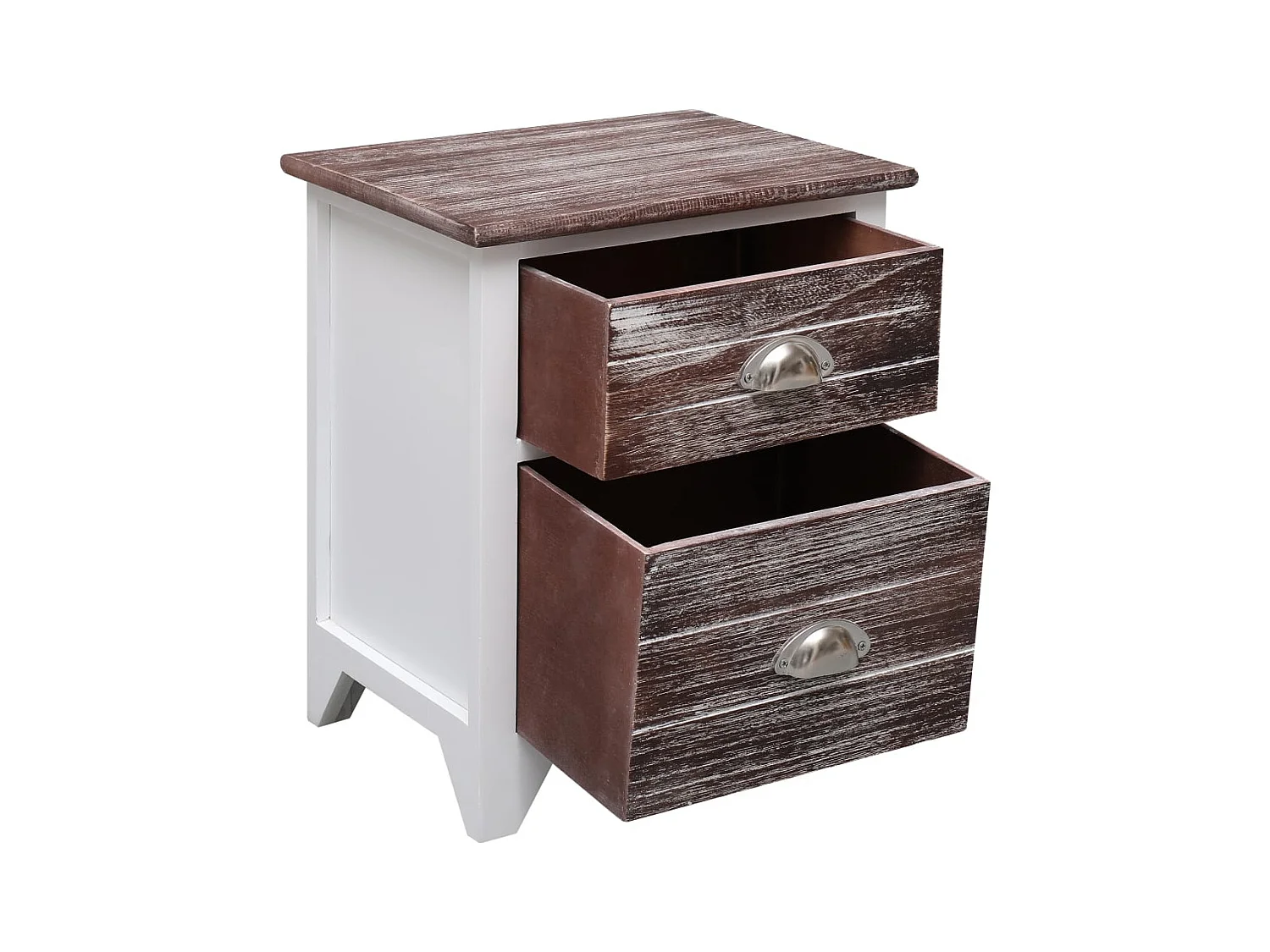 Relor  Table de chevet Marron et blanc 38x28x45 cm Bois de Paulownia