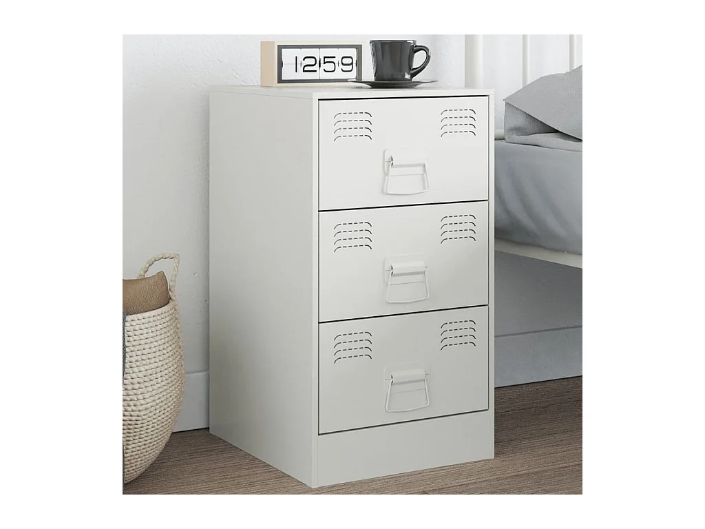 Hereford  Table de chevet blanc 34,5x39x62 cm acier