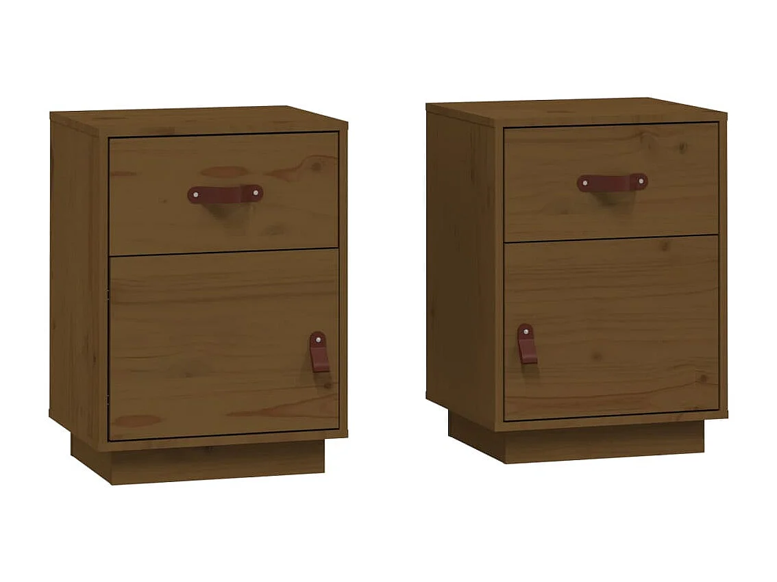 Yaldir  Mesitas de noche 2 uds madera de pino marrón miel 40x34x55 cm